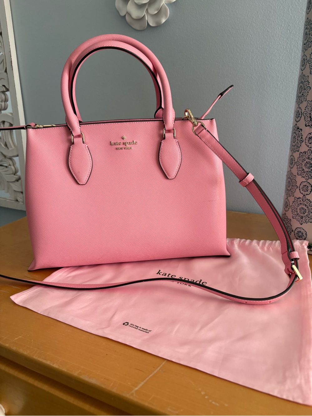 Kate spade Pink Saffiano Crosshatch Leather Crossbody Satchel